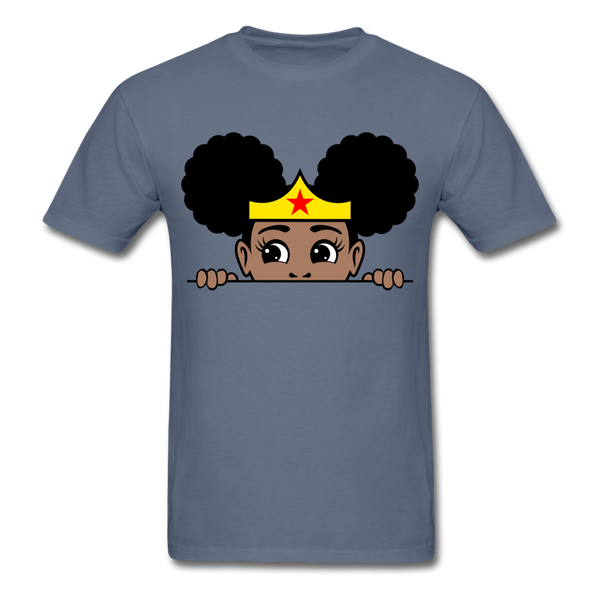 Afro Puff Wonder Women Girl T-Shirt - denim