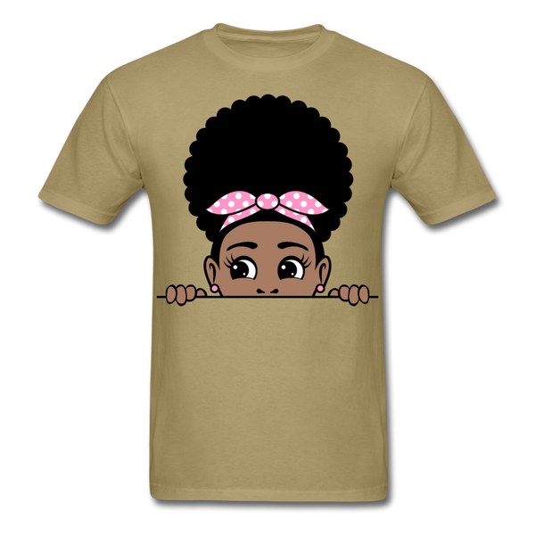 Afro Puff Bandana Girl 2 T-Shirt - khaki