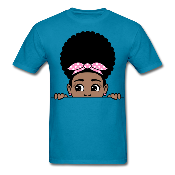 Afro Puff Bandana Girl 2 T-Shirt - turquoise