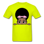 Afro Puff Bandana Girl 2 T-Shirt - safety green
