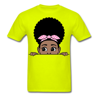 Afro Puff Bandana Girl 2 T-Shirt - safety green