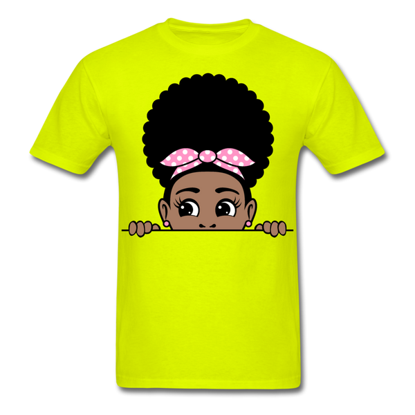 Afro Puff Bandana Girl 2 T-Shirt - safety green