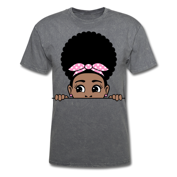 Afro Puff Bandana Girl 2 T-Shirt - mineral charcoal gray