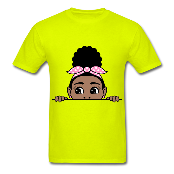 Afro Puff Bandana Girl T-Shirt - safety green