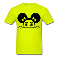 Afro Puff Girl T-Shrt - safety green