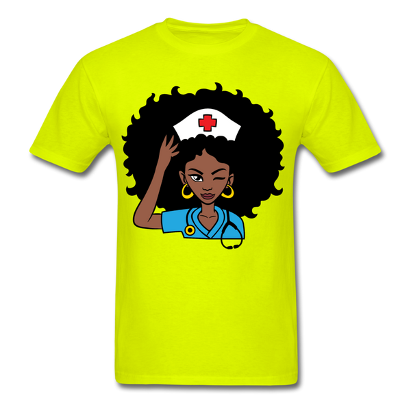 Afro Women Nurse - safety green