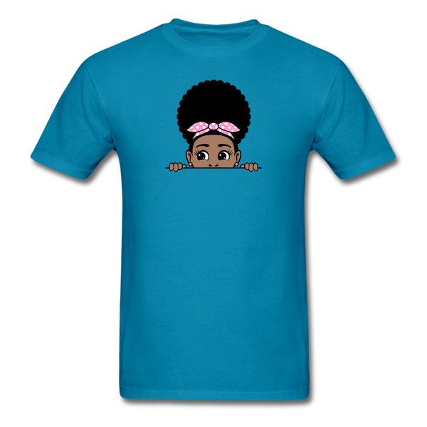 Afro Puff Bandana Girl Peekaboo - turquoise