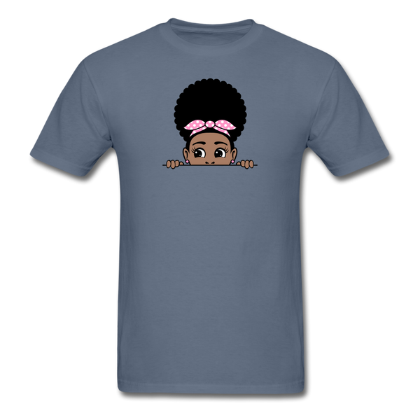 Afro Puff Bandana Girl Peekaboo - denim