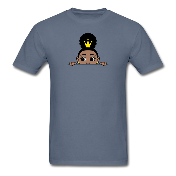 Afro Puff Crown Girl Peekaboo - denim