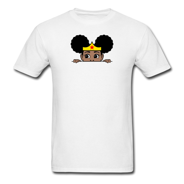 Afro Puff Wonder Woman Girl Peekaboo - white