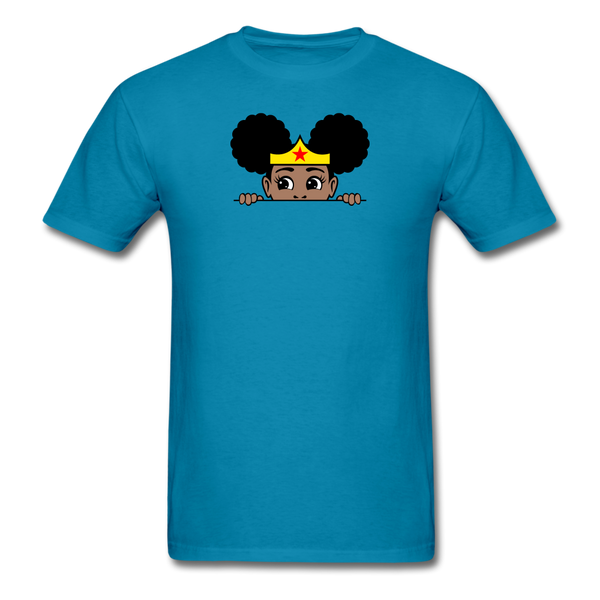 Afro Puff Wonder Woman Girl Peekaboo - turquoise