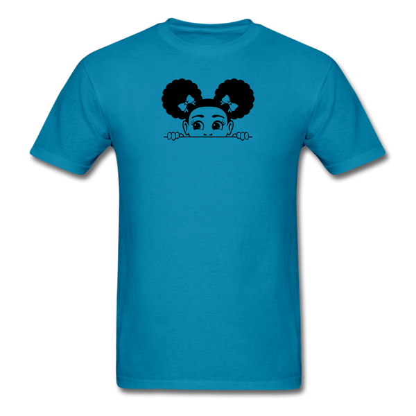 Afro Puffs Girl Peekaboo - turquoise
