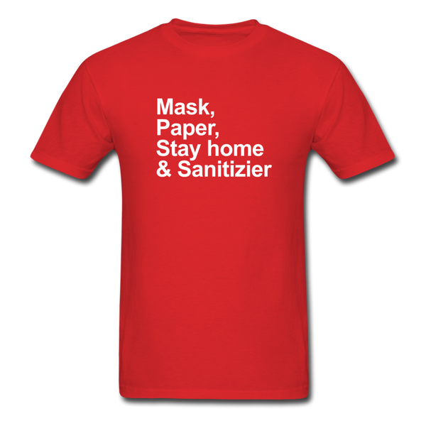 Mask, Paper, Saty Home & Sanitizer - red
