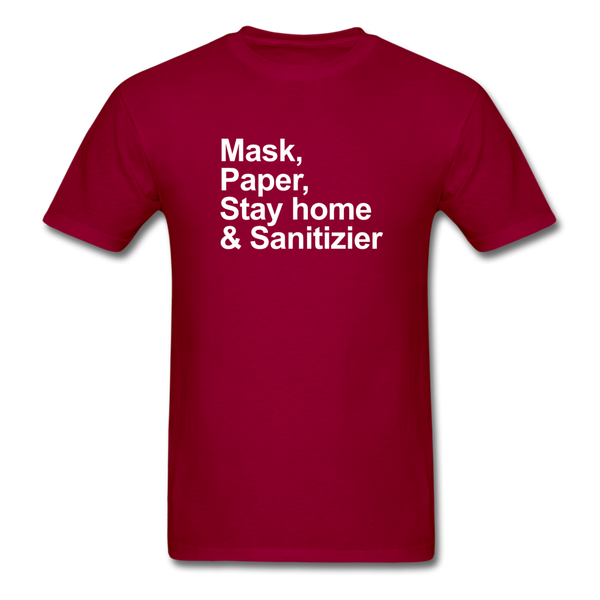 Mask, Paper, Saty Home & Sanitizer - dark red