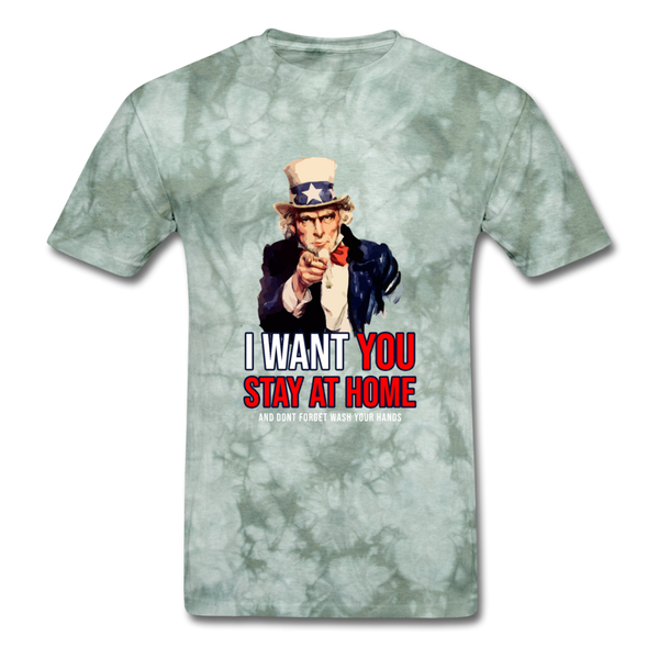 Stay At Home - military green tie dye