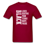 Lives Deaths Pain - dark red