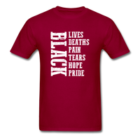 Lives Deaths Pain - dark red