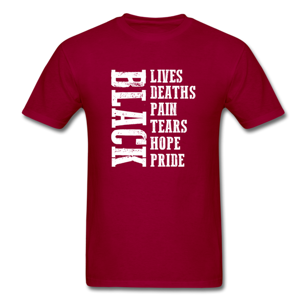 Lives Deaths Pain - dark red