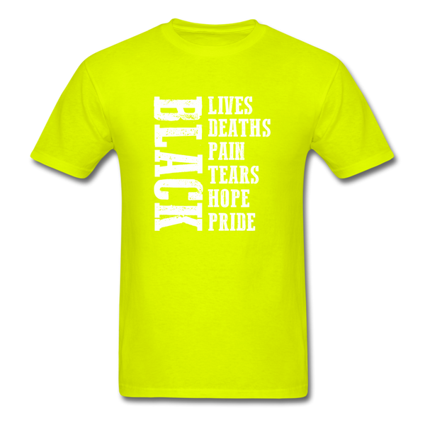 Lives Deaths Pain - safety green