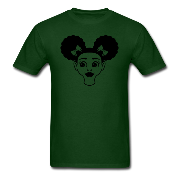 Afro Puff Girl Face - forest green