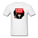 NO JUSTICE NO PEACE AFRO WOMAN - white