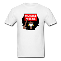 NO JUSTICE NO PEACE AFRO WOMAN - white
