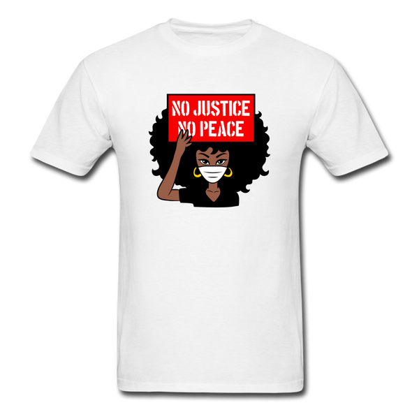 NO JUSTICE NO PEACE AFRO WOMAN - white