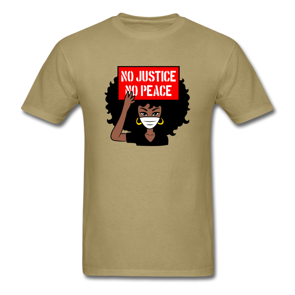 NO JUSTICE NO PEACE AFRO WOMAN - khaki