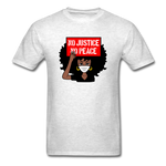 NO JUSTICE NO PEACE AFRO WOMAN - light heather gray