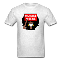 NO JUSTICE NO PEACE AFRO WOMAN - light heather gray