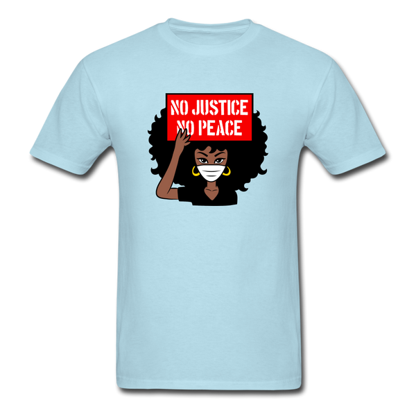 NO JUSTICE NO PEACE AFRO WOMAN - powder blue