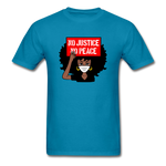 NO JUSTICE NO PEACE AFRO WOMAN - turquoise