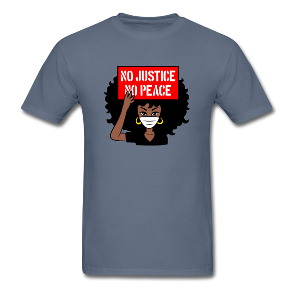 NO JUSTICE NO PEACE AFRO WOMAN - denim