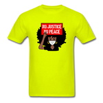 NO JUSTICE NO PEACE AFRO WOMAN - safety green