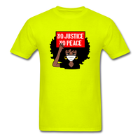 NO JUSTICE NO PEACE AFRO WOMAN - safety green