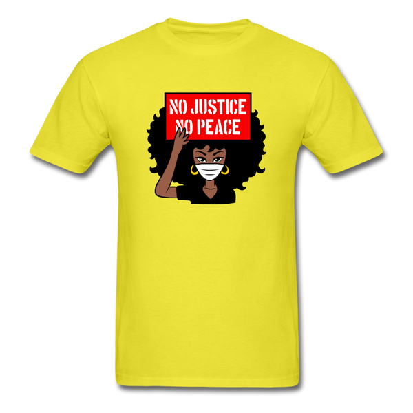 NO JUSTICE NO PEACE AFRO WOMAN - yellow