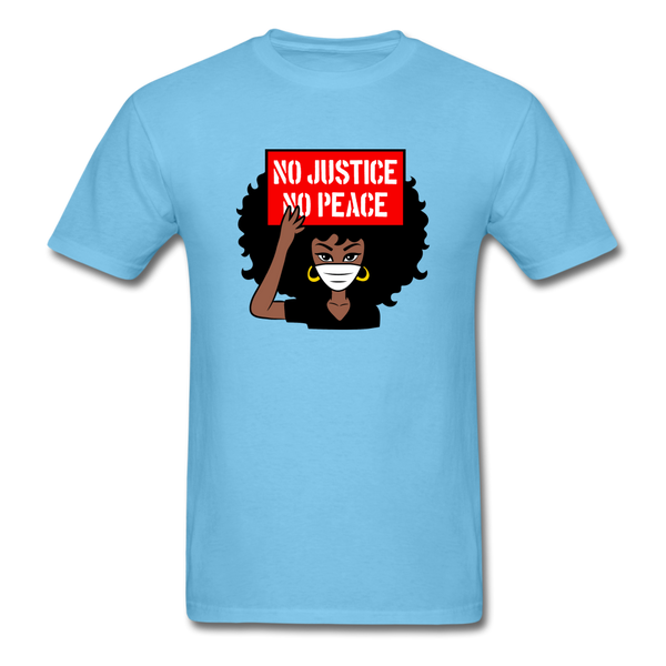 NO JUSTICE NO PEACE AFRO WOMAN - aquatic blue